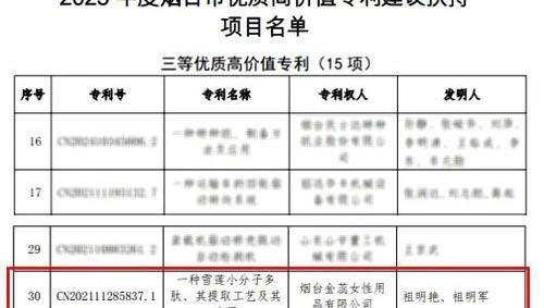 金天国际荣获政府优质高价值专利项目奖项